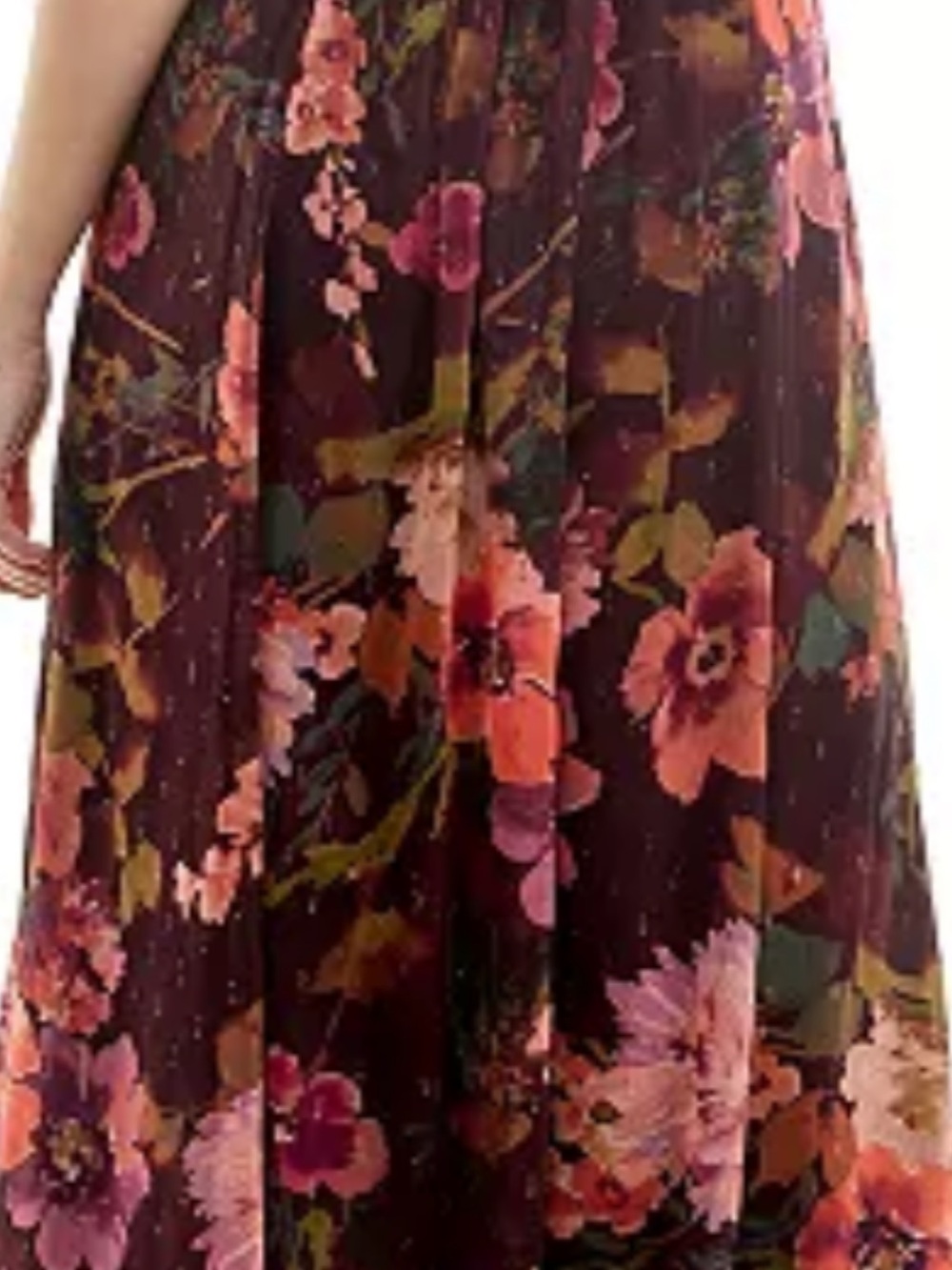 Taylor Chiffon Floral V-Neck Sleeveless Midi Dress in Burgundy/Violet Size 10 - Picture 5 of 9